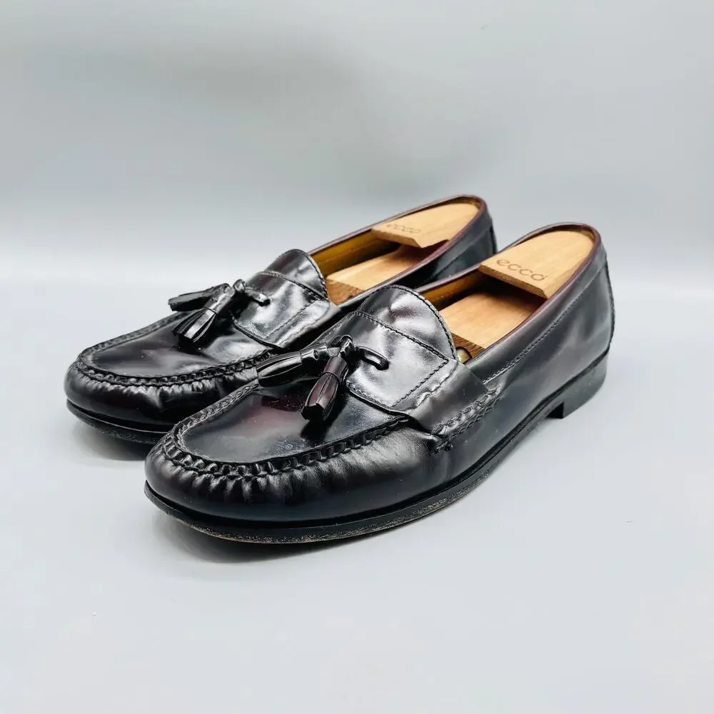 Cole Haan Shoes Mens 11.5 Burgundy Leather Tassel Loafers Dress Moc Toe Slip On